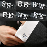 26 Letters A-Z French Shirt Cuff Brass Silver Cufflinks Gemelos Bouton