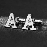 26 Letters A-Z French Shirt Cuff Brass Silver Cufflinks Gemelos Bouton
