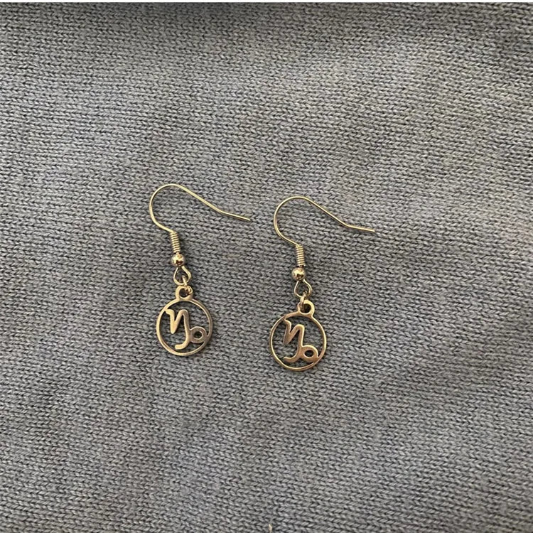Zodiac Sign Hoop Earrings Personality Women 12 Constellation