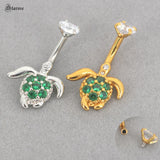 Green Sea Turtle Navel Piercing Jewelry Crystal Zircon Belly Piercing
