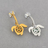 Green Sea Turtle Navel Piercing Jewelry Crystal Zircon Belly Piercing