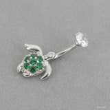 Green Sea Turtle Navel Piercing Jewelry Crystal Zircon Belly Piercing