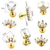 1Pc Surgical Steel Flower Star 16G Earrings for Women