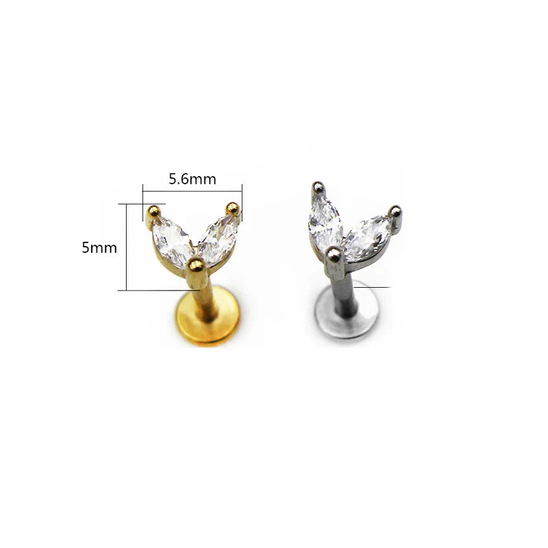 1Pc Surgical Steel Flower Star 16G Earrings for Women