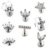 1Pc Surgical Steel Flower Star 16G Earrings for Women