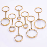 Stainless Steel Glass Floating Memory Locket Pendant Keyring