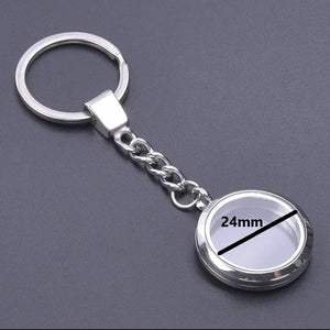 Stainless Steel Glass Floating Memory Locket Pendant Keyring