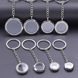 Stainless Steel Glass Floating Memory Locket Pendant Keyring