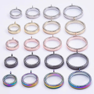 Round Glass Living Picture Locket Pendant Memory Relicario Coin Holder