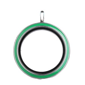 30mm Enamel Round Glass Memory Floating Locket Pendant DIY Living Medail