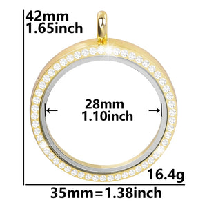 35mm Crystal Round Glass Memory Picture Relicario Necklace