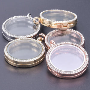 35mm Crystal Round Glass Memory Picture Relicario Necklace