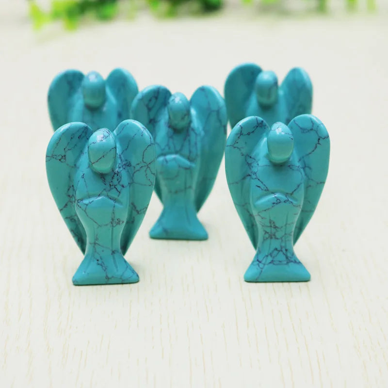 50mm Turquoise Stone Angel Crystal Figurine Reiki Gem Cure Gift