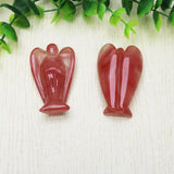 50mm Watermelon Red Stone Angel Crystal Pine Carving Reiki Gem Cure Gift