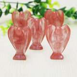 50mm Watermelon Red Stone Angel Crystal Pine Carving Reiki Gem Cure Gift