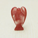 50mm Watermelon Red Stone Angel Crystal Pine Carving Reiki Gem Cure Gift