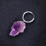 1Pc Amethyst Pendant Stainless Steel Ear Piercing Stud Earring