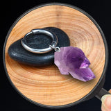 1Pc Amethyst Pendant Stainless Steel Ear Piercing Stud Earring
