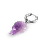 1Pc Amethyst Pendant Stainless Steel Ear Piercing Stud Earring