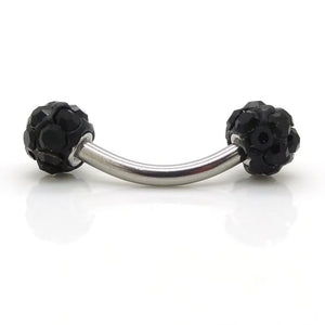 Macrame Disco Crystal Ball Curved Eyebrow Barbell Ring 16g