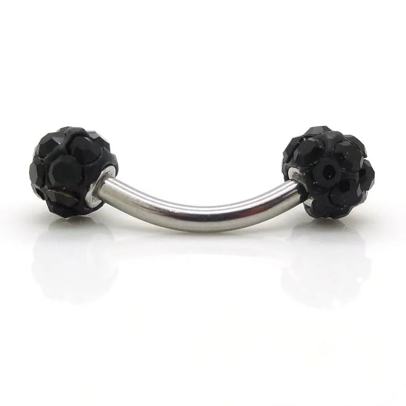 Macrame Disco Crystal Ball Curved Eyebrow Barbell Ring 16g