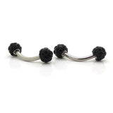 Macrame Disco Crystal Ball Curved Eyebrow Barbell Ring 16g