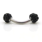 Macrame Disco Crystal Ball Curved Eyebrow Barbell Ring 16g