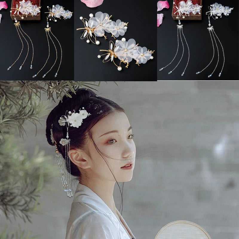 Chinese Vintage Tassel Hairpin Dragonfly Butterfly Headwear