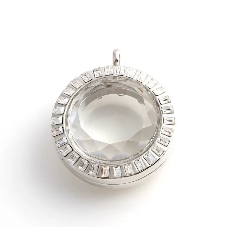 Crystal Round Glass Living Medaillon Picture Floating Locket Charms Pendant