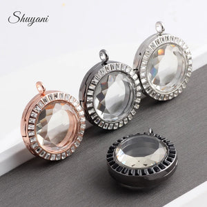 Crystal Round Glass Living Medaillon Picture Floating Locket Charms Pendant