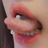 Crystal Zircon Ball Tongue Stud Titanium Steel Piercing