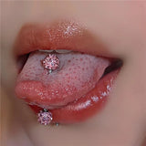 Crystal Zircon Ball Tongue Stud Titanium Steel Piercing