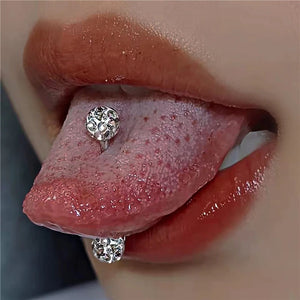Crystal Zircon Ball Tongue Stud Titanium Steel Piercing