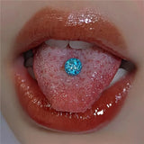 Crystal Zircon Ball Tongue Stud Titanium Steel Piercing