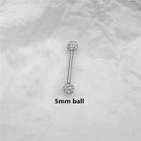 Crystal Zircon Ball Tongue Stud Titanium Steel Piercing