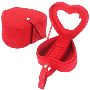 Heart Shaped Velvet Ring Box Foldable Carrying Case