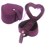 Heart Shaped Velvet Ring Box Foldable Carrying Case