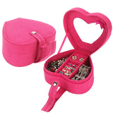 Heart Shaped Velvet Ring Box Foldable Carrying Case
