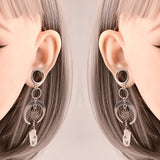 Crystal Moon Sun Pendant Ear Tunnel Plugs Flesh Piercing Earring