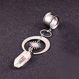 Crystal Moon Sun Pendant Ear Tunnel Plugs Flesh Piercing Earring