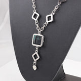 European Geometric Glass Memory Floating Locket Chain Necklace