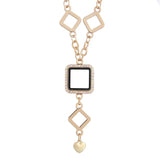 European Geometric Glass Memory Floating Locket Chain Necklace