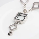 European Geometric Glass Memory Floating Locket Chain Necklace