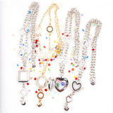 European Geometric Glass Memory Floating Locket Chain Necklace