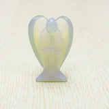 Opal Stone Angel Crystal Pine Carving Reiki Gem Cure Gift