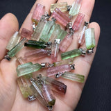 Natural Raw Tourmaline Pendant 925 Silver Crystal Healing Stone Jewelry Gift