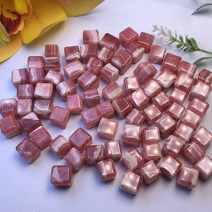 Natural Rhodochrosite Cube DIY Pendant Earring Ring Crystal Reiki Healing Stone
