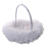 Fabric Lace Handle Flower Girl Basket for Wedding