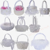 Fabric Lace Handle Flower Girl Basket for Wedding