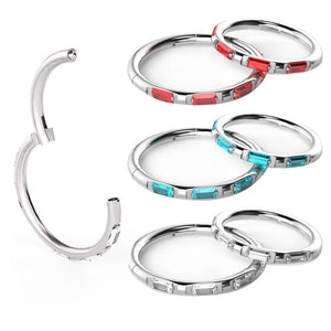1Pc CZ Gem Seamless Ring Hoop Silver 16G 6-10mm Women Jewelry